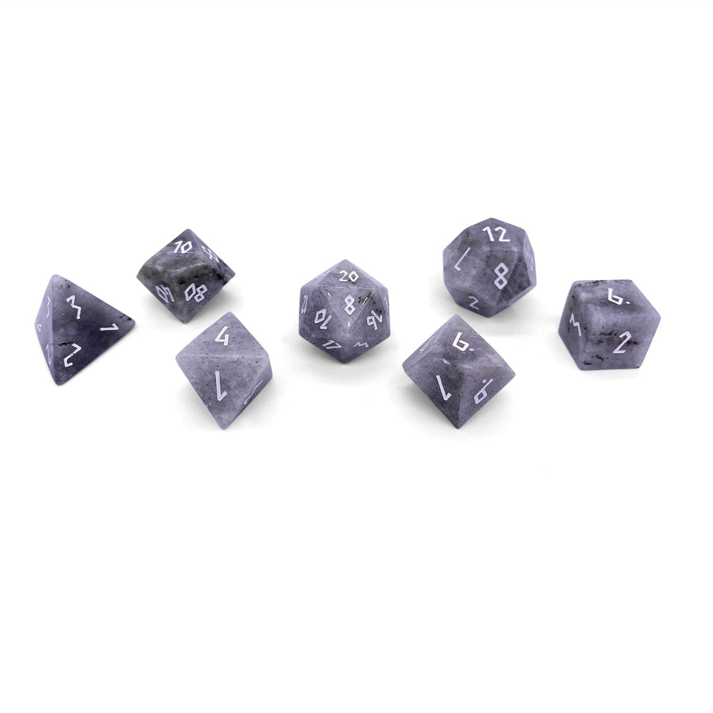Gemstone RPG Dice: White Labradorite (Norse Foundry)