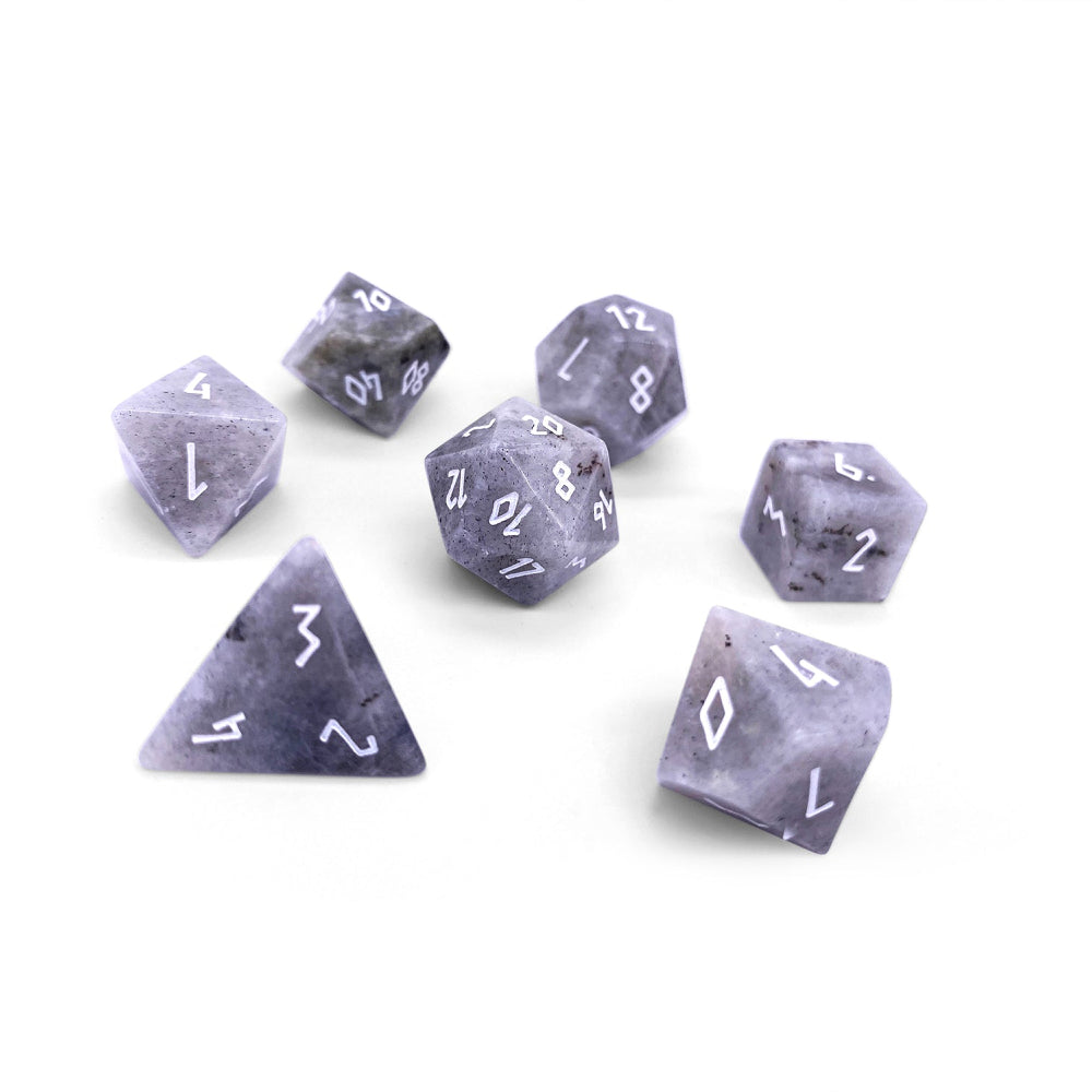 Gemstone RPG Dice: White Labradorite (Norse Foundry)