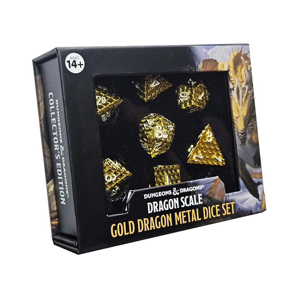 Metal RPG Dice: D&D Dragon Scale - Gold Dragon Collector's Edition (FanRoll)