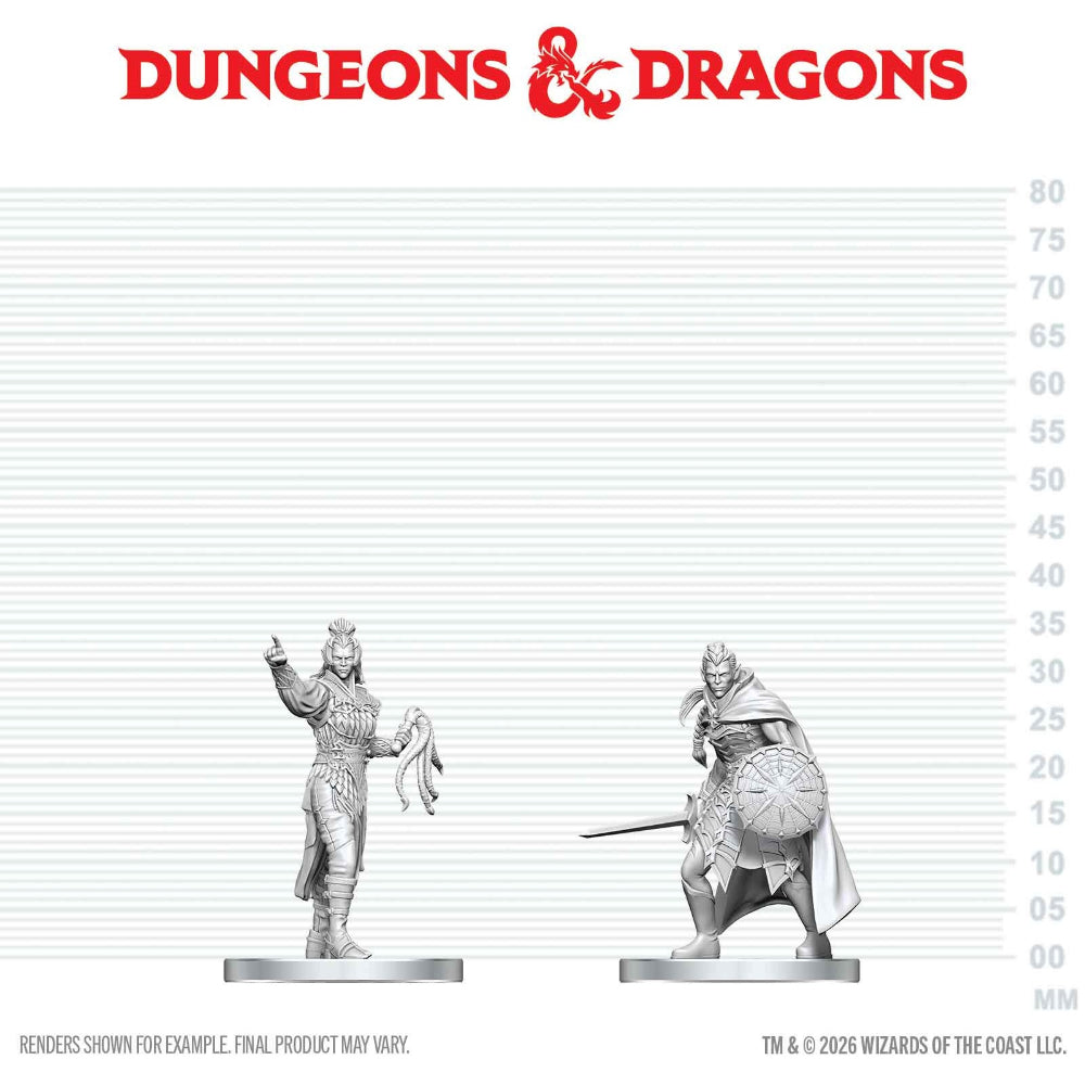 D&D Minis: Drow Elite Warrior & Drow Priestess of Lolth (Unpainted)