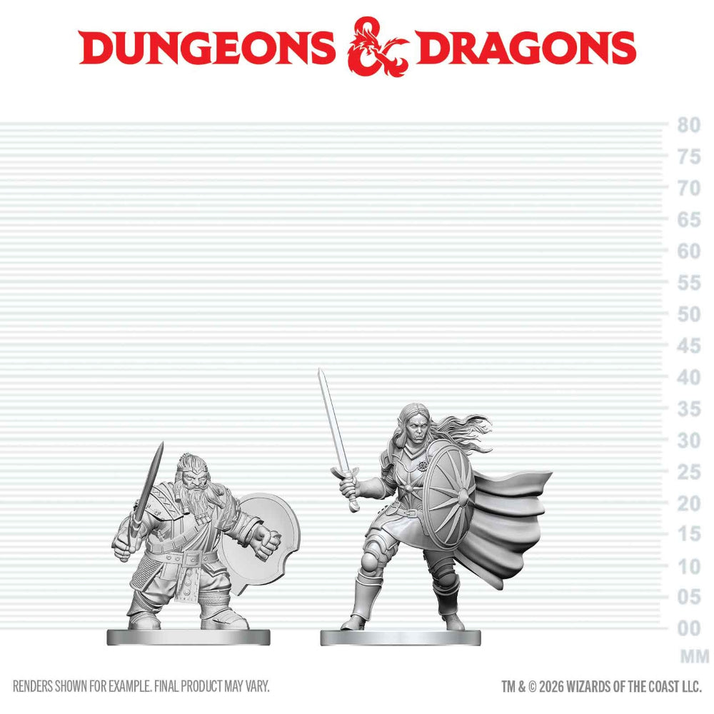 D&D Minis: Dwarf Fighter & Orc Paladin (Unpainted)
