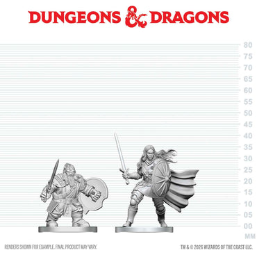 D&D Minis: Dwarf Fighter & Orc Paladin (Unpainted)