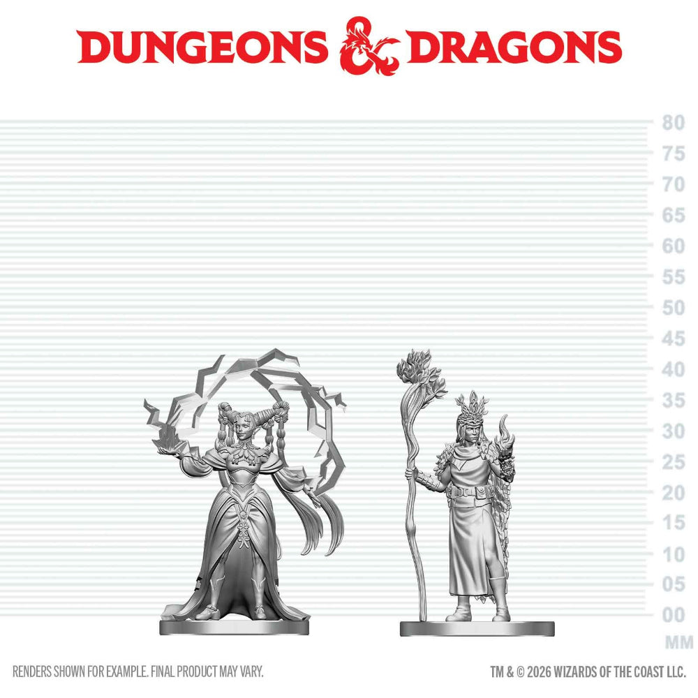 D&D Minis: Human Druid & Elf Sorcerer (Unpainted)