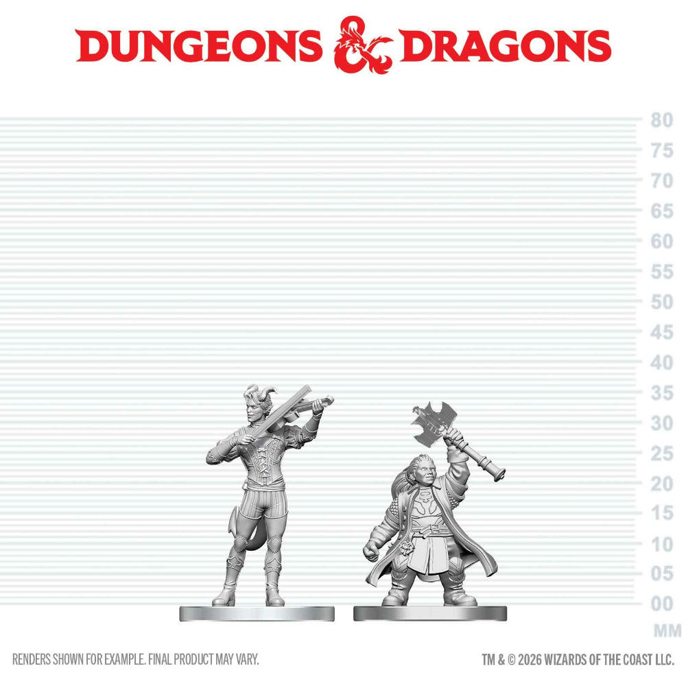 D&D Minis: Tiefling Bard & Dwarf Cleric (Unpainted)