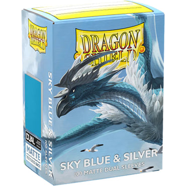 Dragon Shields: Matte Dual Sleeves - Sky Blue & Silver (100 Count)