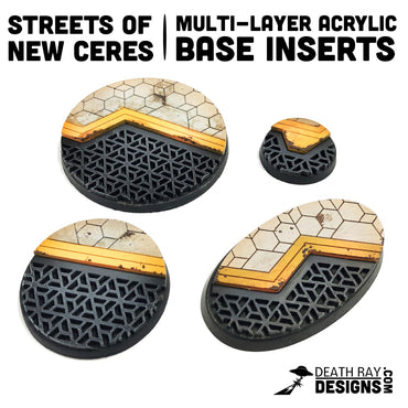 Death Ray Designs Base Inserts: Multi-Layer - Streets of New Ceres (40mm Round / x10 / GW Compatible)