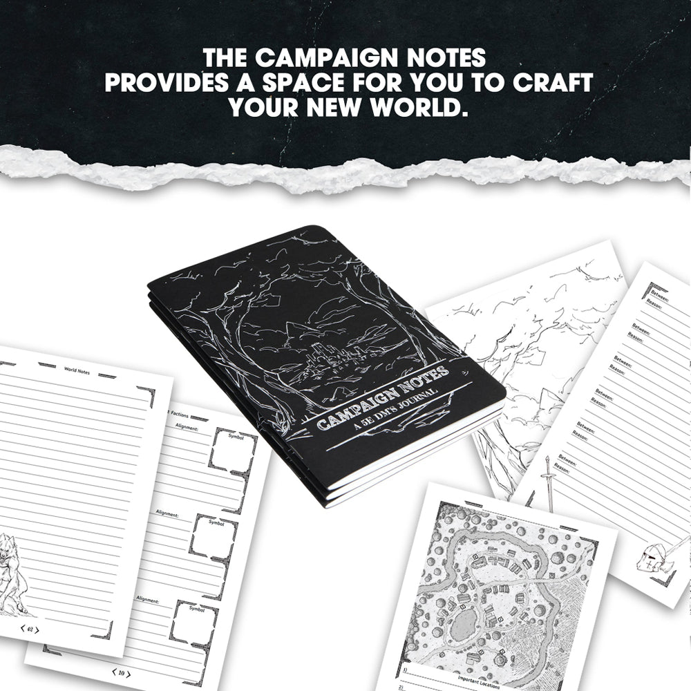 Dungeon Notes: A 5E DM's Journal - Black (3 Pack)