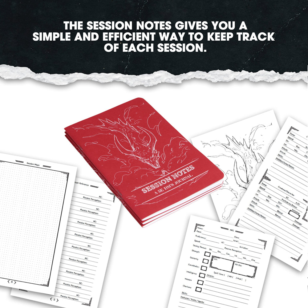 Dungeon Notes: A 5E DM's Journal - Black (3 Pack)