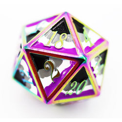 Metal RPG Dice: Asexual Pride Flag (Foam Brain)