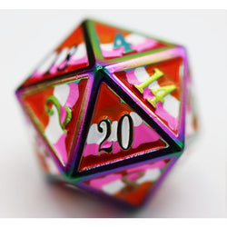 Metal RPG Dice: Lesbian Pride Flag (Foam Brain)