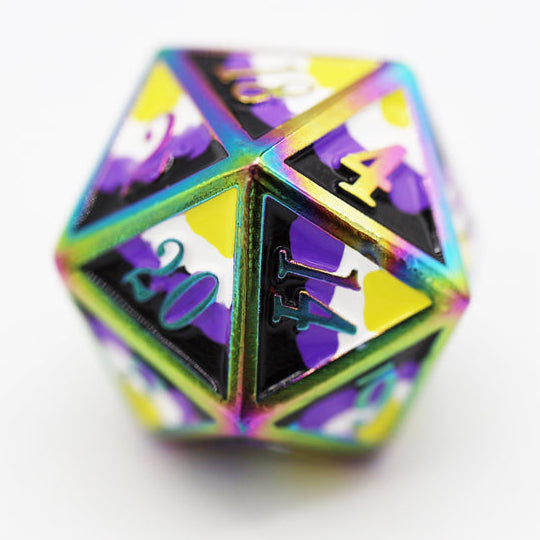 Metal RPG Dice: Nonbinary Pride Flag (Foam Brain)