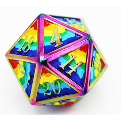 Metal RPG Dice: Rainbow Pride Flag (Foam Brain)
