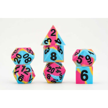 Gaymers Silicone RPG Dice Set: Pansexual Pride