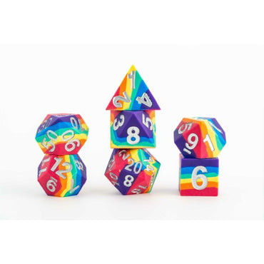 Gaymers Silicone RPG Dice Set: Rainbow Flag