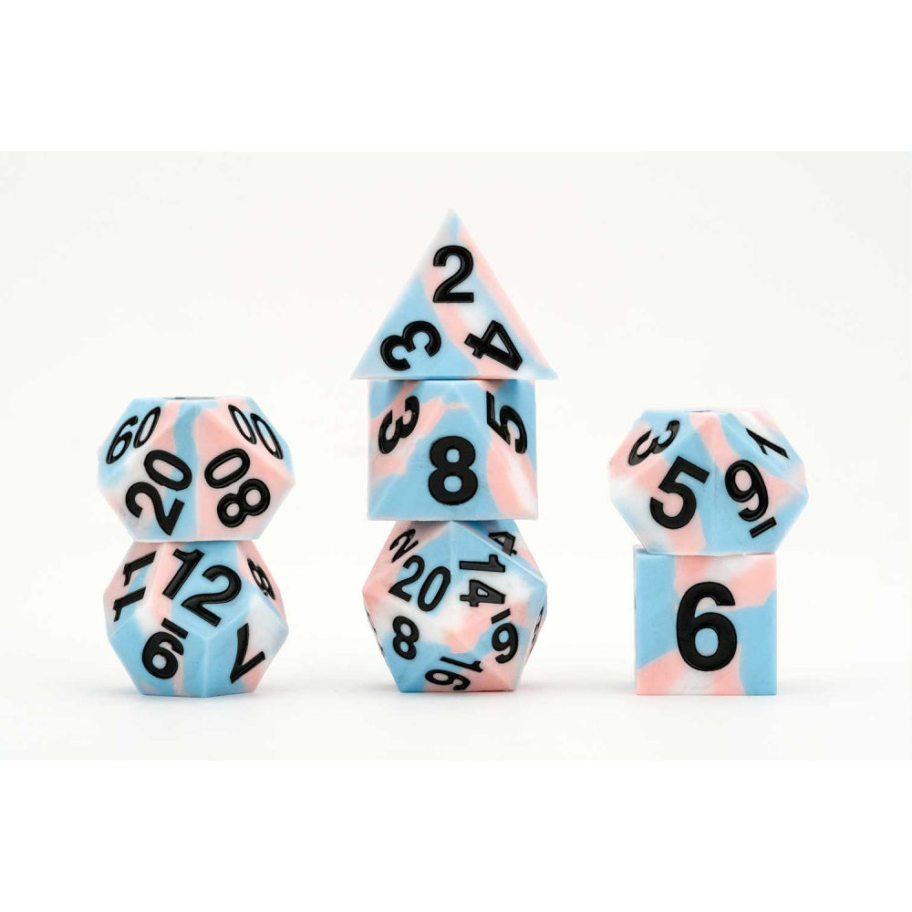 Gaymers Silicone RPG Dice Set: Transgender Pride