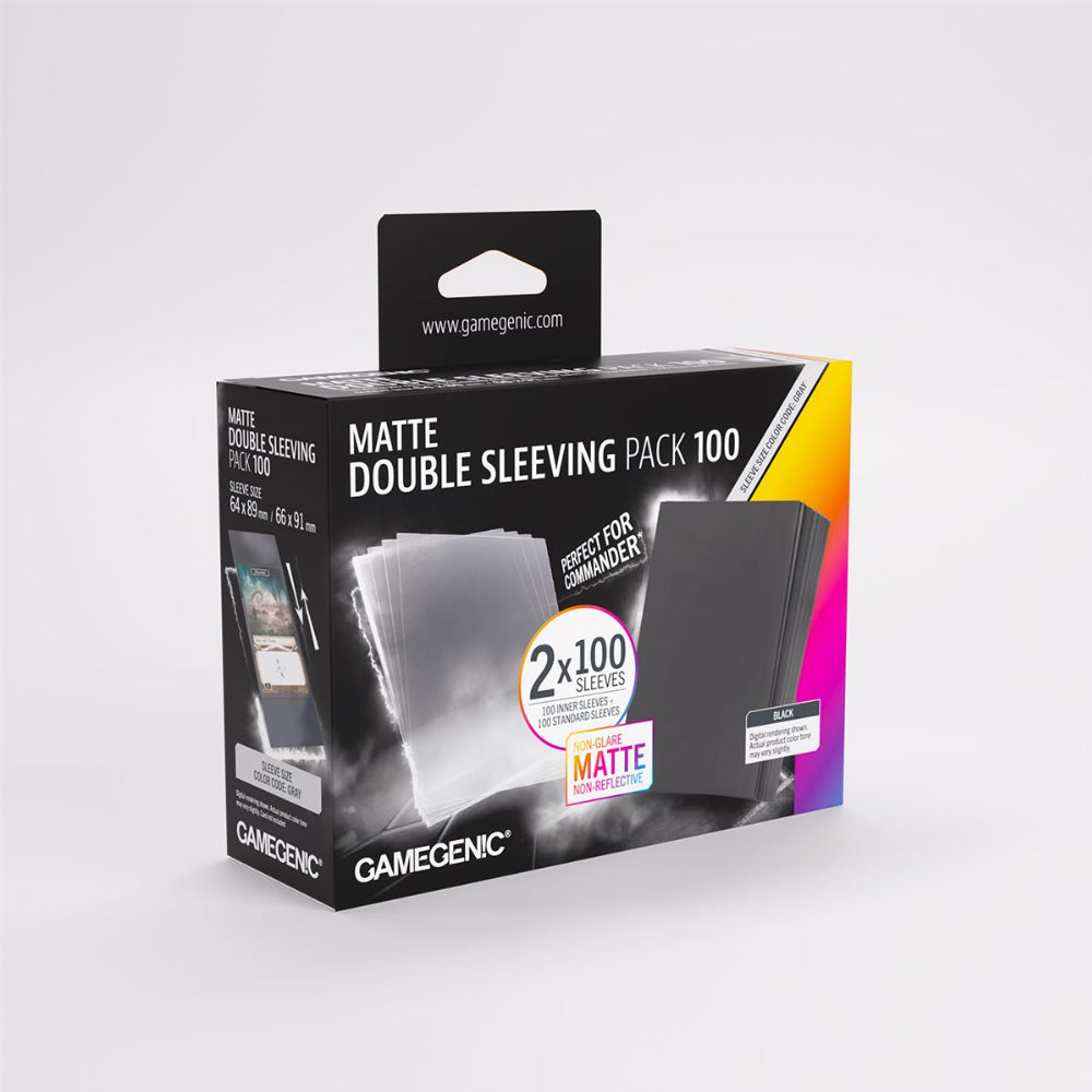 Gamegenic: Matte Double Sleeving Pack - Clear/Black (2x100 Count)