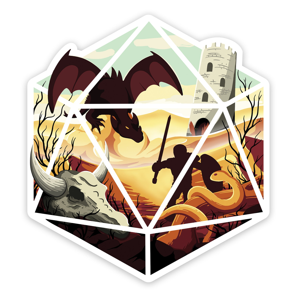 GlassStaff Stickers: Desert Dragon D20