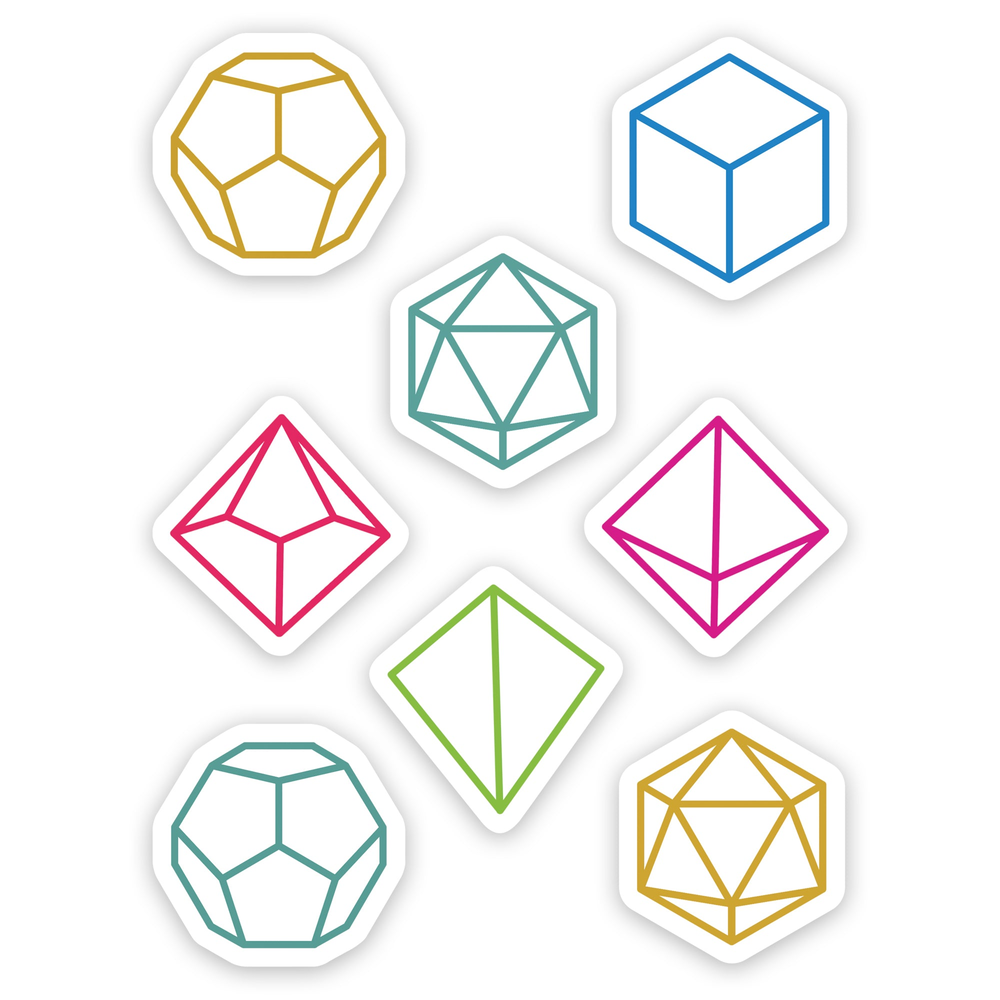 GlassStaff Stickers: Minimalist RPG Dice