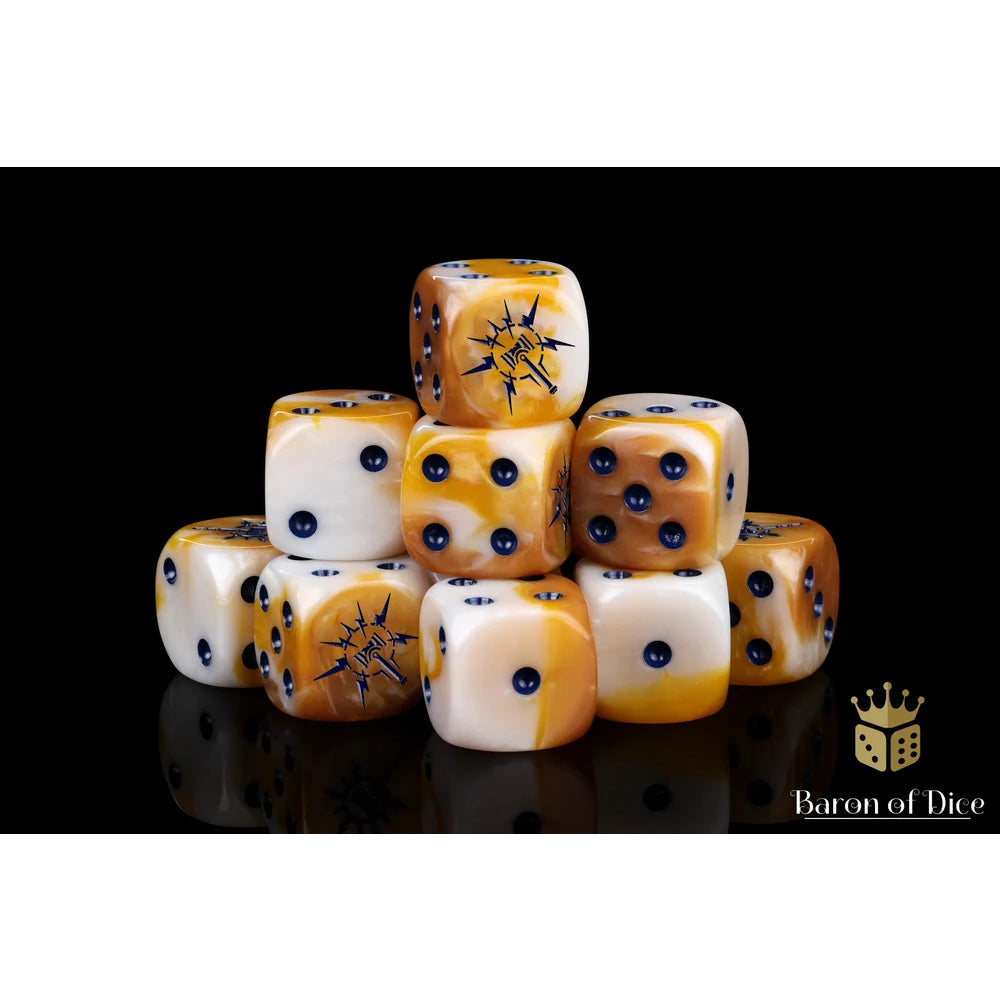 Baron Of Dice: Lightning Hammer Dice - Golden Hues (Round / 25D6)