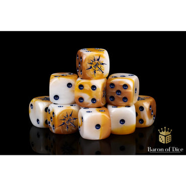 Baron Of Dice: Lightning Hammer Dice - Golden Hues (Round / 25D6)