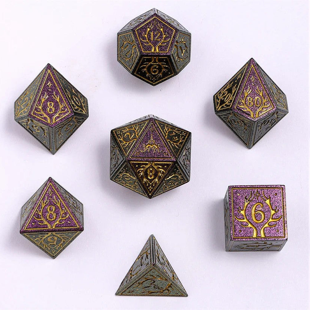 Metal RPG Dice: Druid - Glitter Purple w/Gold (HYMGHO)