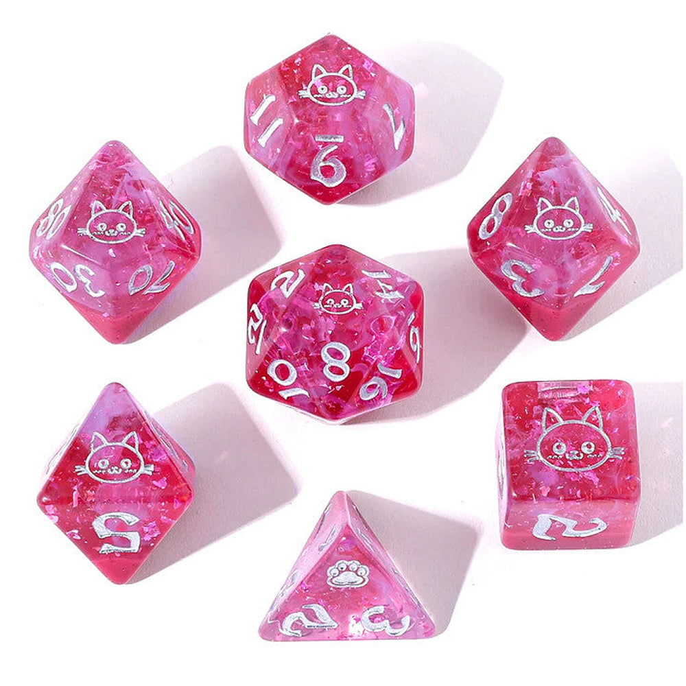 RPG Dice: Purrfect Pink - Silver Font (HYMGHO)