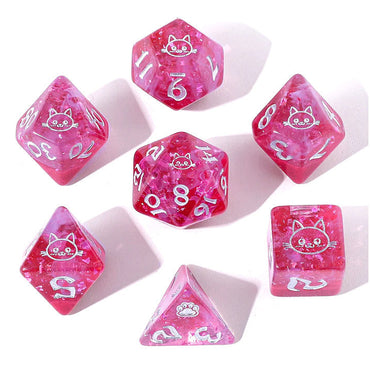 RPG Dice: Purrfect Pink - Silver Font (HYMGHO)