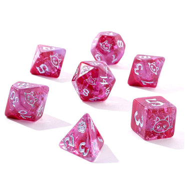 RPG Dice: Purrfect Pink - Silver Font (HYMGHO)