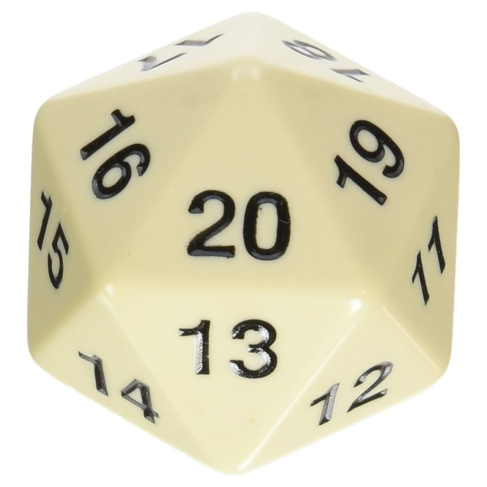 Dice D20 Jumbo Ivory/Black