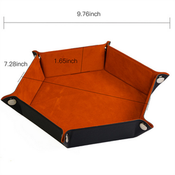 Leatherette & Velvet Dice Tray (Orange Hex)