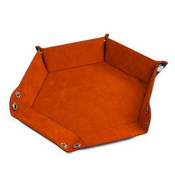 Leatherette & Velvet Dice Tray (Orange Hex)