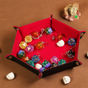 Foam Brain Dice Tray: Leatherette & Velvet - Red Hex