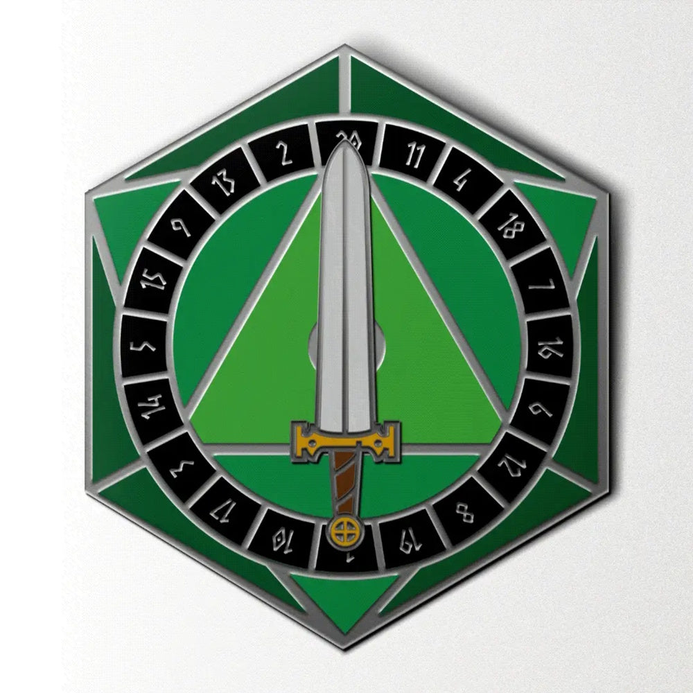 Norse Foundry Pins: D20 Sword Spinner - Green