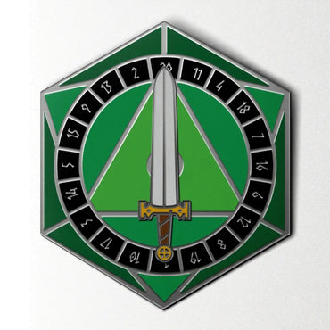 Norse Foundry Pins: D20 Sword Spinner - Green