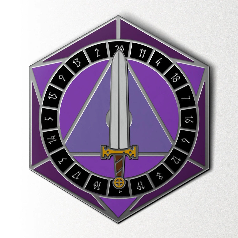 Norse Foundry Pins: D20 Sword Spinner - Purple