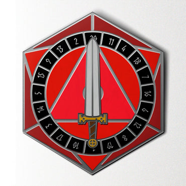 Norse Foundry Pins: D20 Sword Spinner - Red