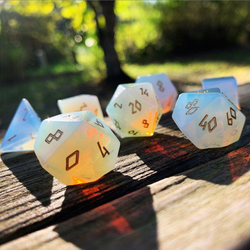 Opalite (Gold Font) Gemstone Dice Set