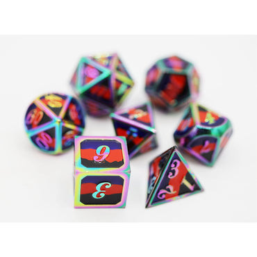 Foam Brain: Metal RPG Dice: Polyamorous Pride Flag