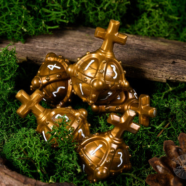 PolyHero Dice: Cleric Set - Merciful Gold (5D4 Hand Grenades)