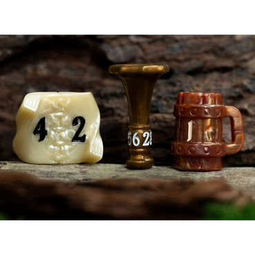 PolyHero Dice: Bard Set - Troubadour's Trio (D2 Stein / D4 Songbook / D8 Shawm)