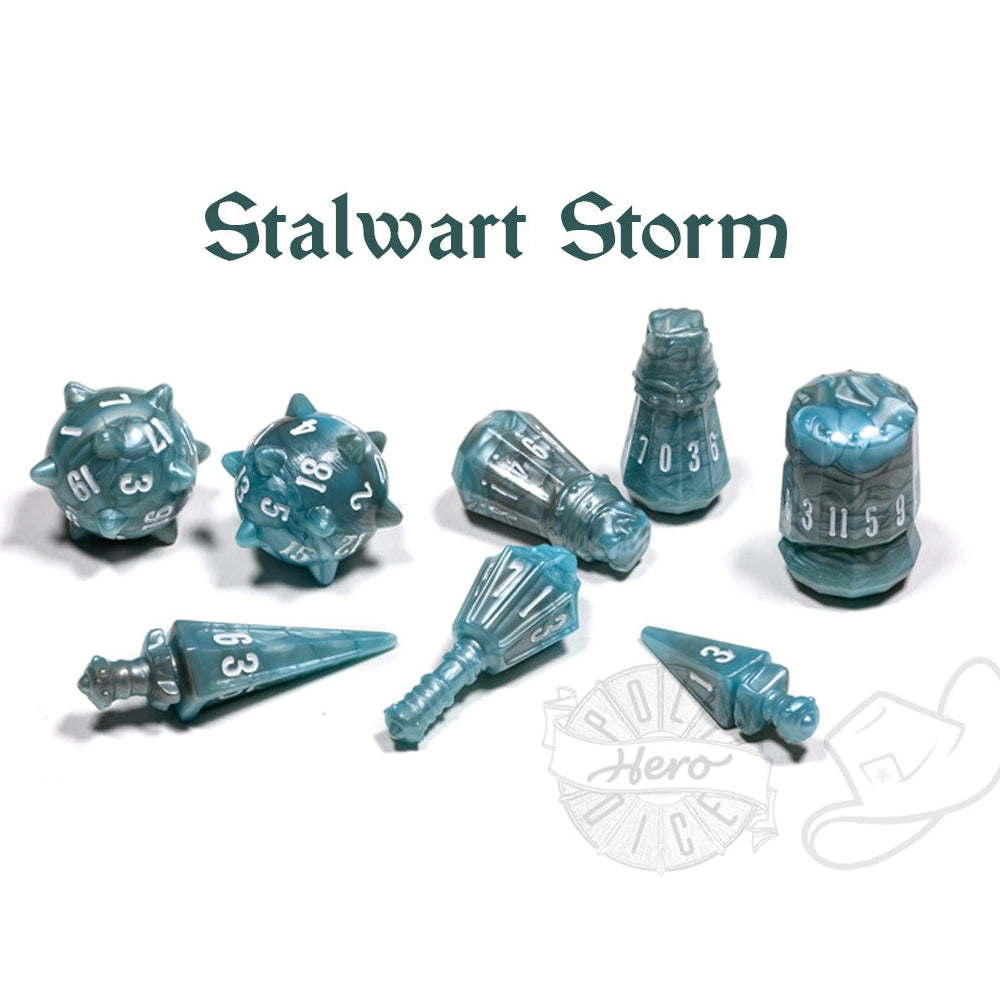 PolyHero Dice: Warrior Set - Stalwart Storm (8-Piece Set)