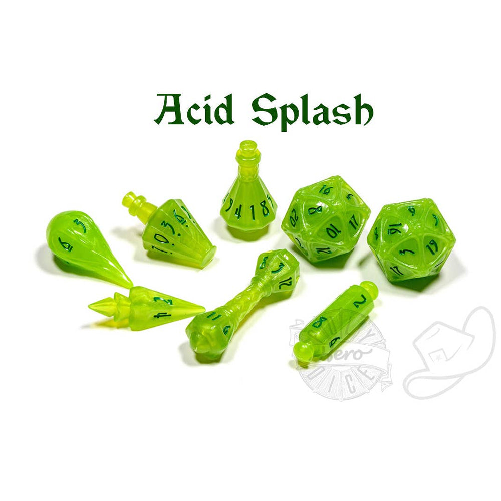 PolyHero Dice: Wizard Set - Acid Splash (8-Piece Set)