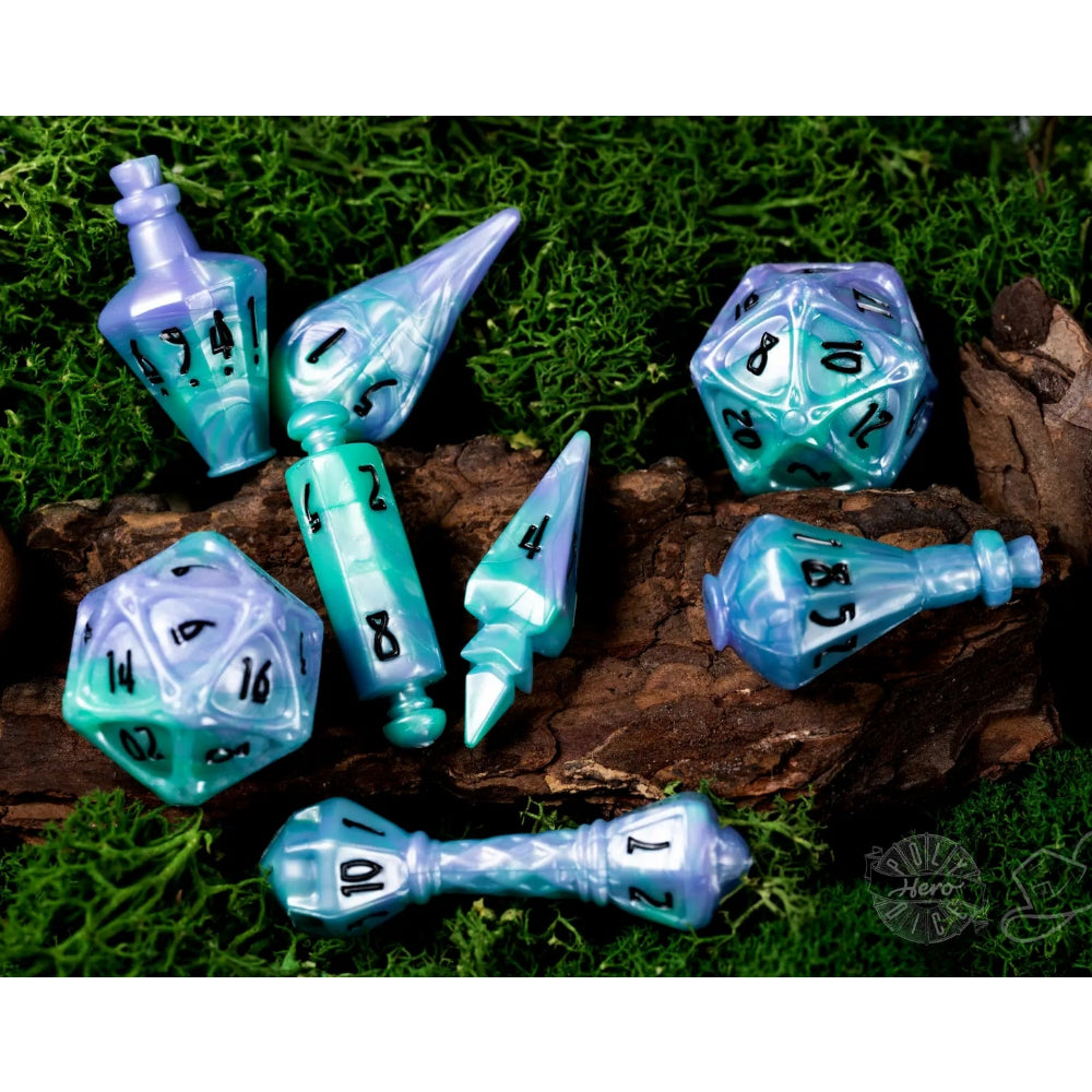 PolyHero Dice: Wizard Set - Aether Mist (8-Piece Set)