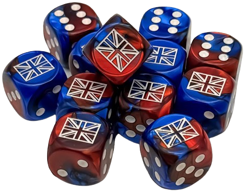 12D6 Set (16mm): WWII Great Britain Gemini Blue-Red/White (CHX29064)