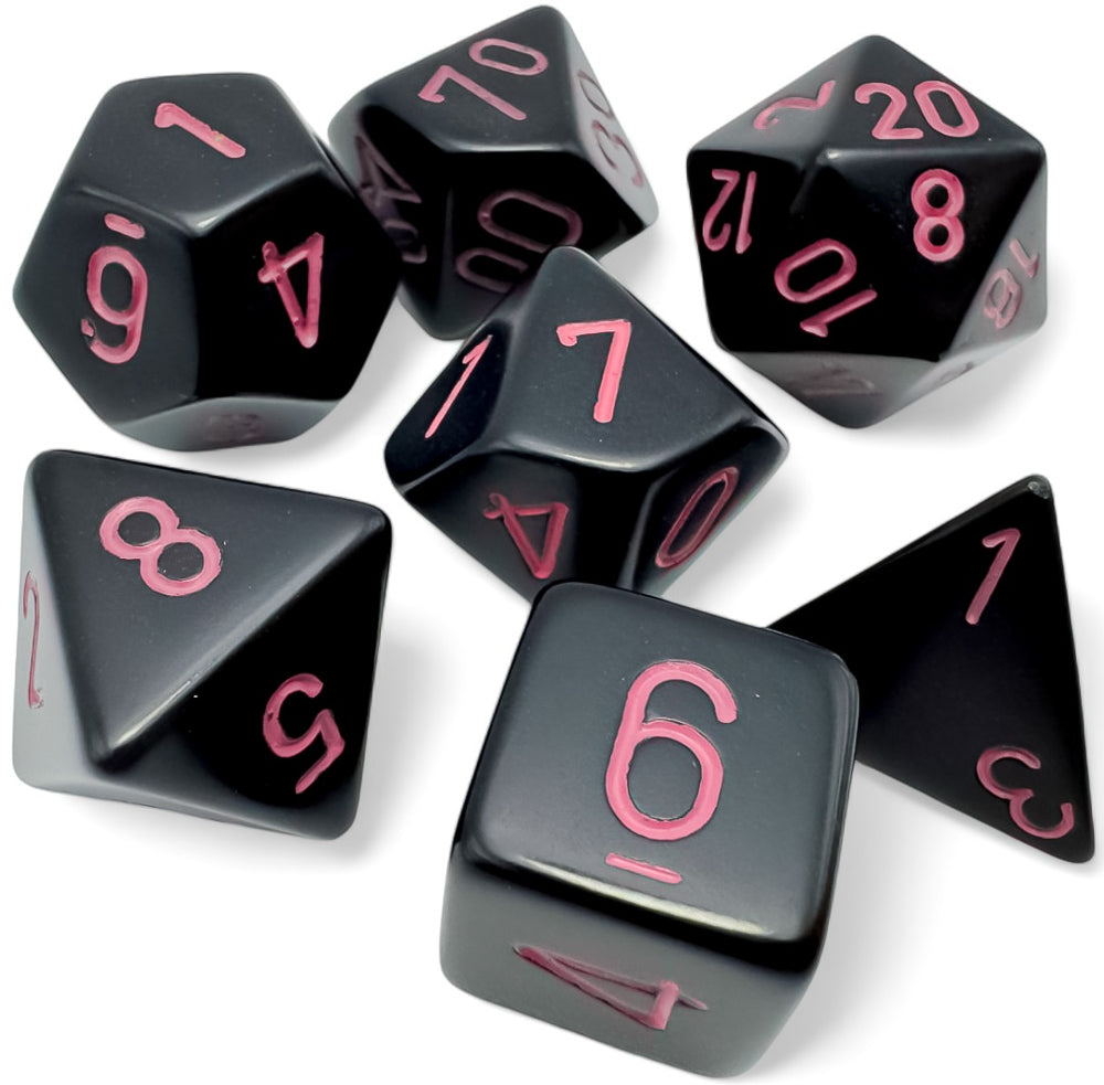 RPG Dice: Opaque Black/Pink (CHX25448)