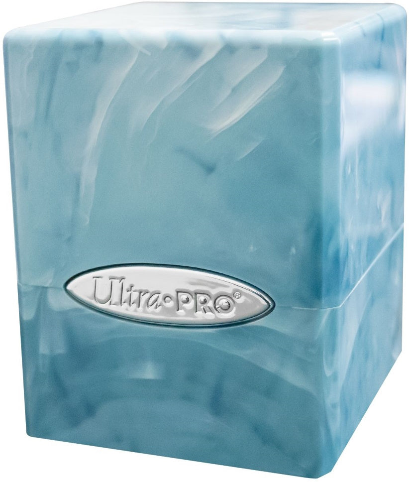 Ultra PRO Deck Box: Satin Cube - Marble Light Blue/White (Holds 100+)