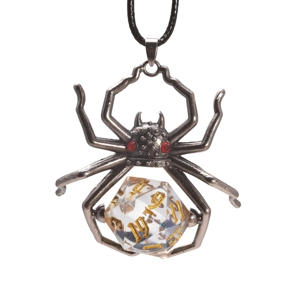 Liquid Core D20 Necklace: Black Widow (Sirius Dice)