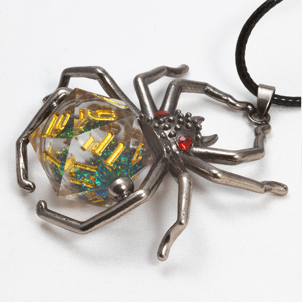 Liquid Core D20 Necklace: Black Widow (Sirius Dice)