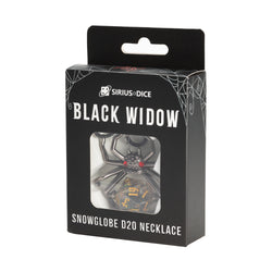 Liquid Core D20 Necklace: Black Widow (Sirius Dice)