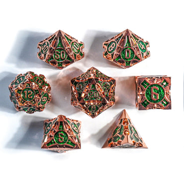 Metal RPG Dice: Titansteel - Gold/Green (Mimic Dice)